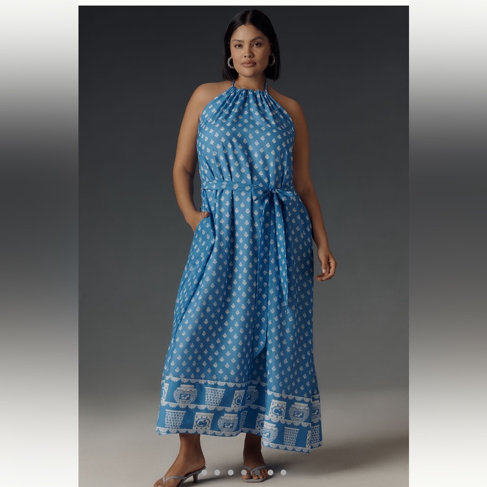 NWT Anthropologie Rachel Antonoff Rainey Halter Maxi Dress Sz XL